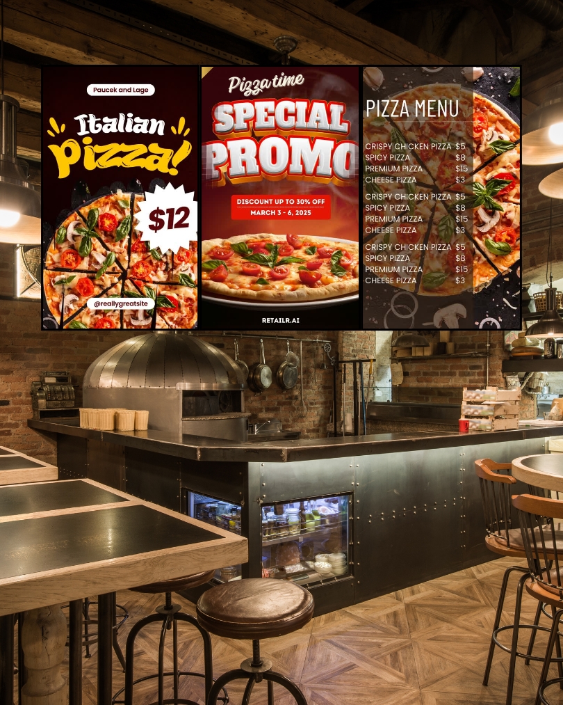 pizzaeria digital signage